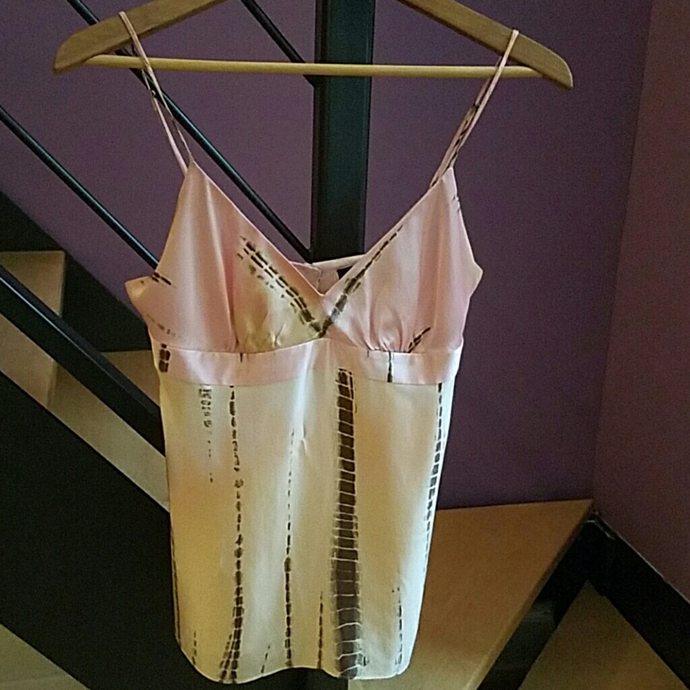BCBGMaxAzria Pink and Cream Strappy Tank Top